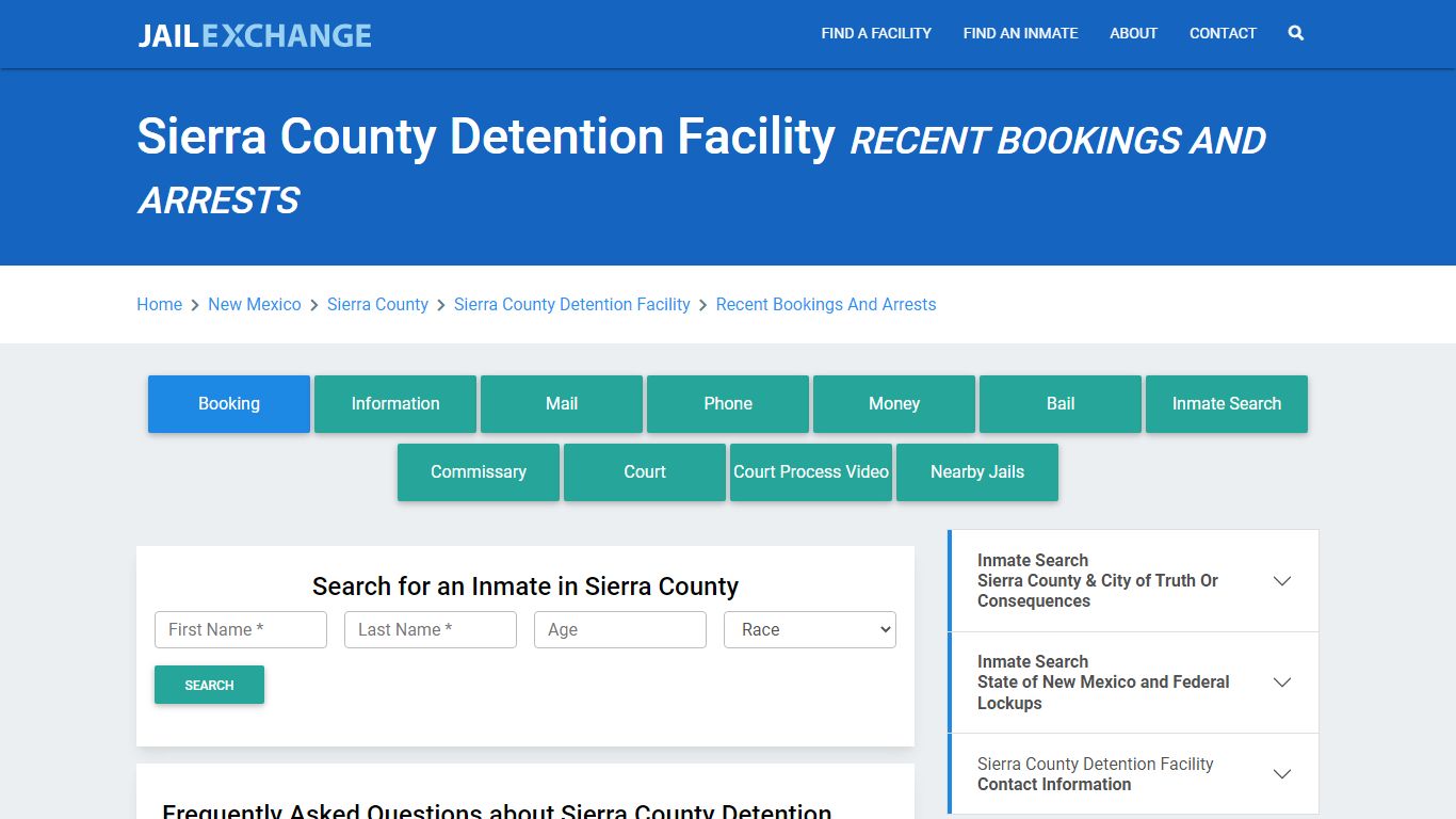 Sierra County Detention Facility Recent Bookings And Arrests