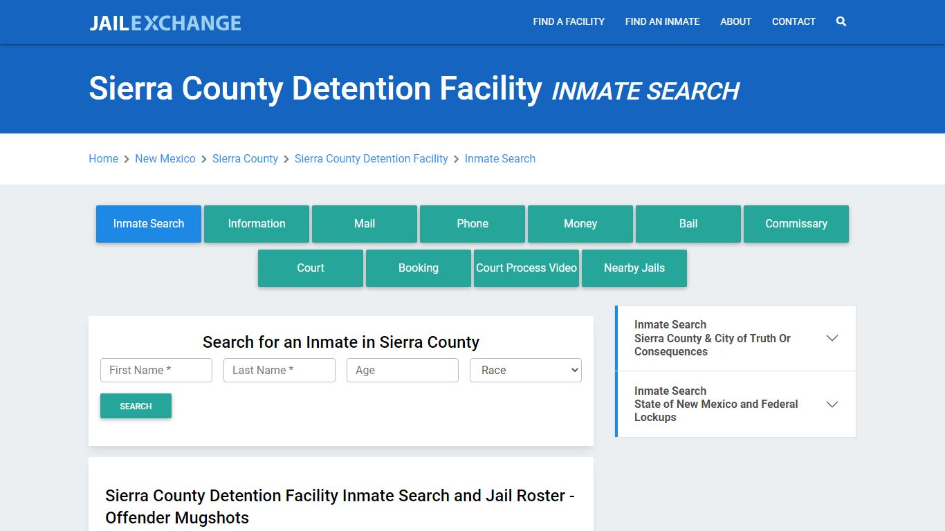 Sierra County Detention Facility Inmate Search - Jail Exchange